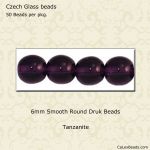 Druk Beads:6mm Tanzanite [50]