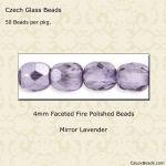 Fire Polished Beads:4mm Lavender, Mirror [50]