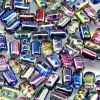 Czech Glass 3x5mm 2 Hole Rulla Beads:Pink/Blue Magic [10g]