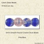 Druk Beads:6mm Pink/Blue, Crackle [50]