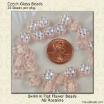 Flat Flower Bead 8x4mm Rosaline, AB [25]