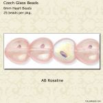 Heart Beads 8mm:Rosaline, AB [25]