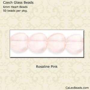 Heart Beads 6mm:Rosaline, Transparent [50]