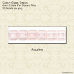 CzechMate 2-Hole Tile Beads 6mm:Rosaline, Transparent [50]