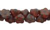 Czech Glass 7mm Button Flower Beads:Matte Picasso Mauve [50]