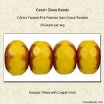 Gem Donut 7x5mm:Yellow, Opaque with Copper [25]