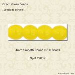 Druk Beads:4mm Yellow, Opal [100]