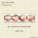 Fire Polished Beads:8mm Apollo Gold [25]