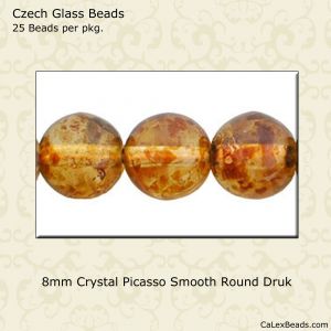 Druk Beads:8mm Crystal, Picasso [25]