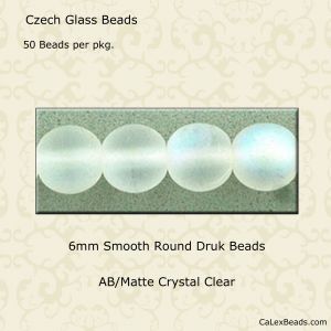 Druk Beads:6mm Crystal, AB/Matte [50]