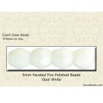 Fire Polished Beads:6mm White, Opal [50]