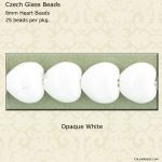 Heart Beads 8mm:White, Opaque [25]