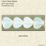 Heart Beads 8mm:White, Opal [25]