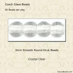 Druk Beads:3mm Crystal Clear [100]