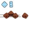 Czech Glass 6mm 2-Hole Silky Beads:Crystal Bronze Fire red [40]