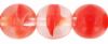 Druk Beads, 8mm:Crystal/Red Two Tone [25]