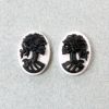 Cabochon, Resin Cameo:18x13mm Oval White/Black Lolita Skull [ea]