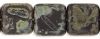 Czech Glass 9mm Flat Square Beads:Matte Picasso Jet [25]