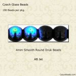 Druk Beads:4mm Jet, AB [100]