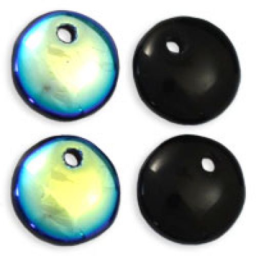 Czech Glass 6mm Lentil Beads:AB Jet  [50]