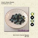 Donut Beads:8x2.5mm Jet, AB [50]