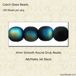 Druk Beads:4mm Jet, AB/Matte [100]