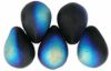 Teardrop Bead:8x6mm Jet, AB/Matte [50]