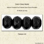 Gem Donut 9x6mm:Jet, Opaque [25]
