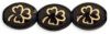 Czech Glass 9x10mm Shamrock Beads:Jet Gold Inlay [25]