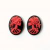 Cabochon, Resin Cameo:18x13mm Oval Black/Red Lolita Skull [ea]