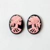 Cabochon, Resin Cameo:18x13mm Oval Black/Pink Lolita Skull [ea]