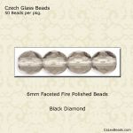 Fire Polished Beads:6mm Black Diamond [50]