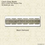 CzechMate 2-Hole Tile Beads 6mm:Black Diamond, Transparent [50]