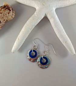 Earrings:Blue Donut Dangles