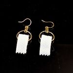 Earrings:Toilet Paper, Gold Plated [ea]