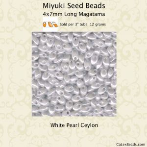 Long Magatama Beads 4x7mm White, Ceylon Pearl [12g]