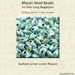 Miyuki Long Magatama:4514L Seafoam, Luster Picasso [12g]