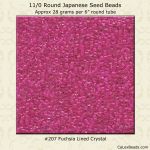 Matsuno 11/0:0207 Crystal, Lined Fuchsia  [28g]