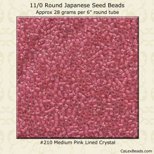 Matsuno 11/0:0210 Crystal, Lined Medium Pink  [28g]