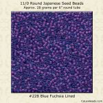 Matsuno 11/0:0228 Blue, Lined Fuchsia [28g]