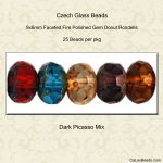 Gem Donut 9x6mm:Dark Mix, Picasso [25]