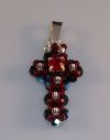Pendant:Black & Red Beaded Cross
